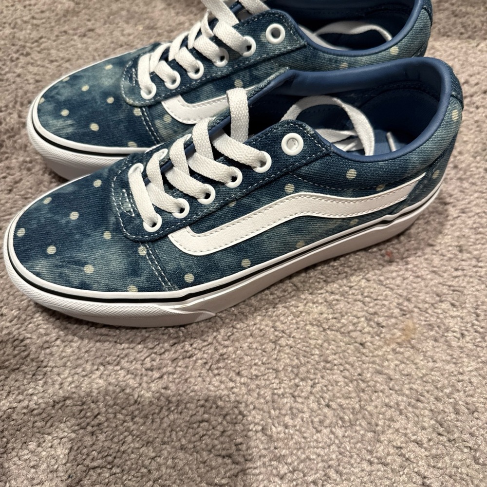 Vans Denim Blue and White Polka Dot Sneakers